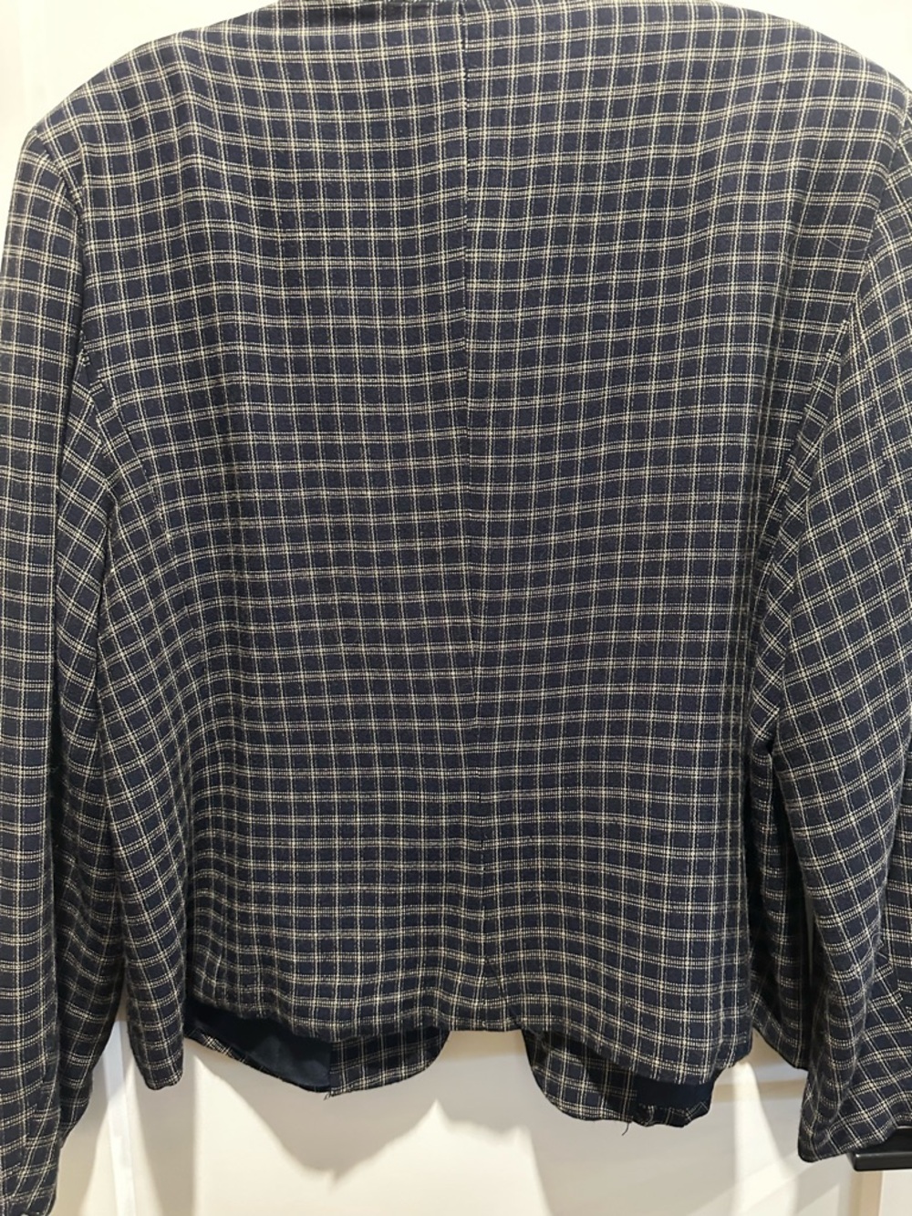 Bianca - Navy Checked Lightweight Button-Front Jacket - Picture 5 of 5